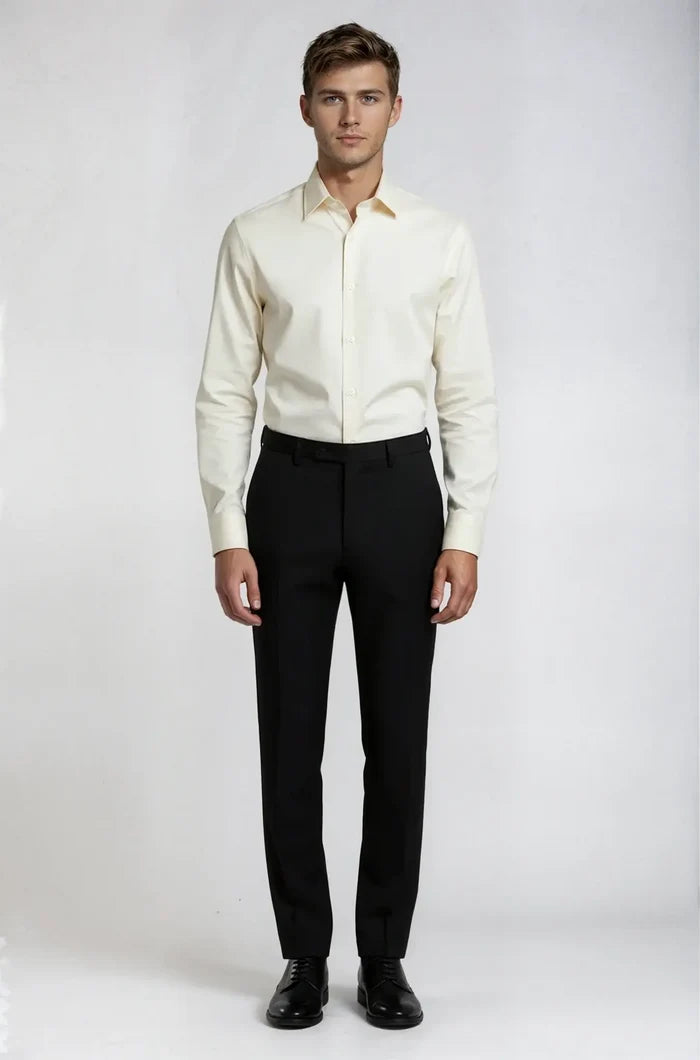 Classic Ivory Shirt – a timeless ivory shirt featuring a bespoke tailored fit with a clean, refined silhouette, crafted for elegant formal and smart occasion wear.