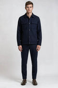 Blutailor Classic Navy Shacket – a refined navy overshirt featuring a bespoke tailored fit, crafted for versatile layering, elevated comfort, and timeless smart-casual sophistication.