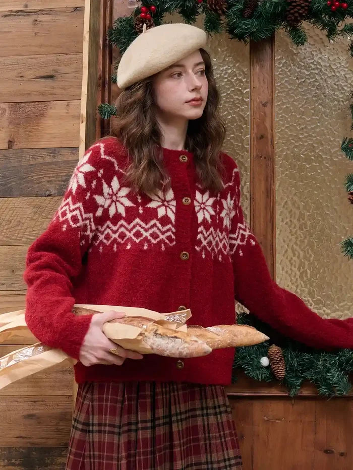Cleo Round Neck Jacquard Cardigan