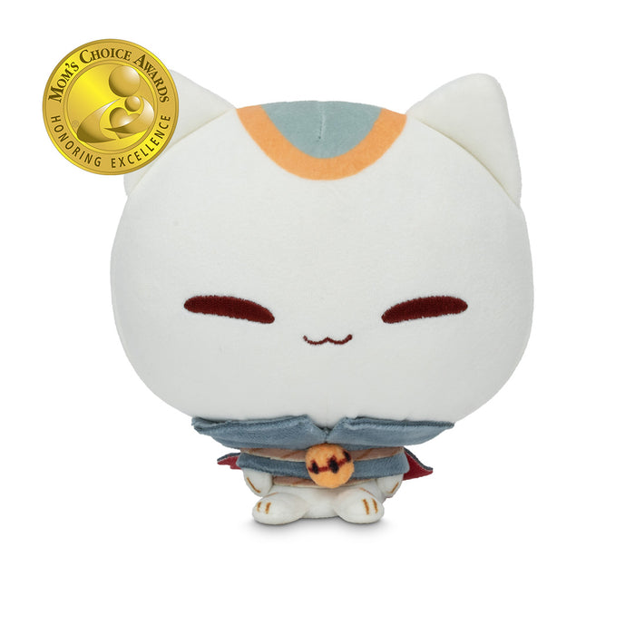 Cloudheads: 5" Mystic Moon (Vampurr). A white plush cat with closed eyes, a blue-gray collar, an orange accent on its head, and a smirk, shown on a white background with a gold Mom's Choice Awards badge in the top-left corner.