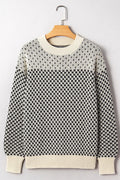 Contrast Colour Pattern Lantern Sleeve Sweater - Sweaters & Cardigans/Sweaters