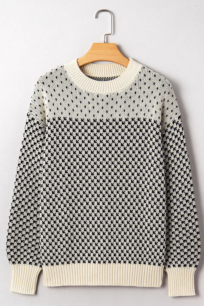 Contrast Colour Pattern Lantern Sleeve Sweater - Sweaters & Cardigans/Sweaters