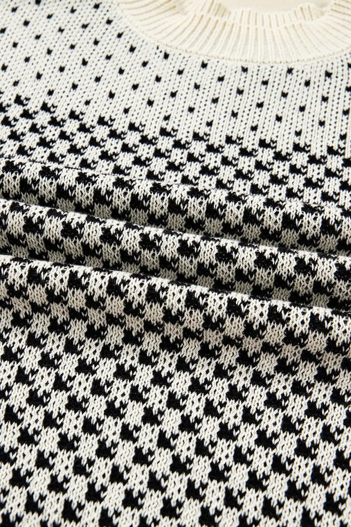 Contrast Colour Pattern Lantern Sleeve Sweater - Sweaters & Cardigans/Sweaters