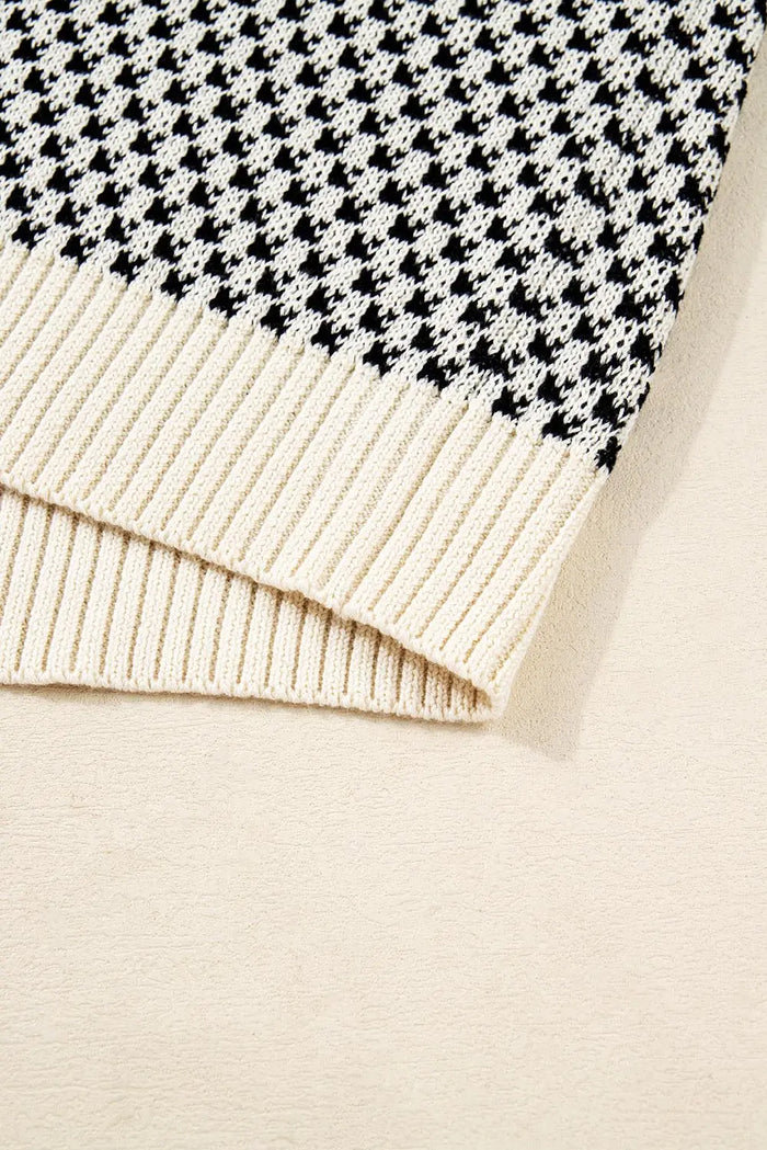 Contrast Colour Pattern Lantern Sleeve Sweater - Sweaters & Cardigans/Sweaters