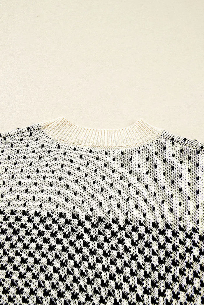 Contrast Colour Pattern Lantern Sleeve Sweater - Sweaters & Cardigans/Sweaters