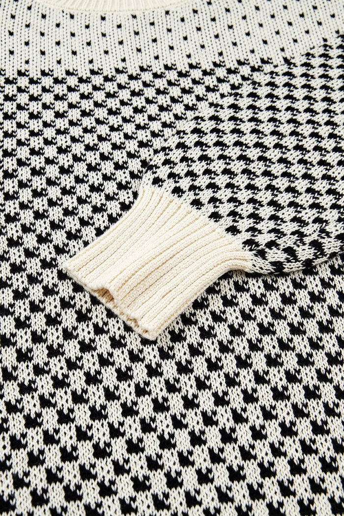 Contrast Colour Pattern Lantern Sleeve Sweater - Sweaters & Cardigans/Sweaters