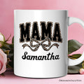 Coquette Leopard Mama Personalized Mug, Retro Bow Varsity Gift with Custom Name Personalized Ceramic Mug OrnamentallyYou Customized