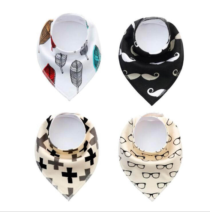 Cotton Bandana Bibs For Babies | 4Pcs Baby Bib Set