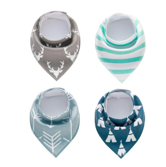 Cotton Bandana Bibs For Babies | 4Pcs Baby Bib Set