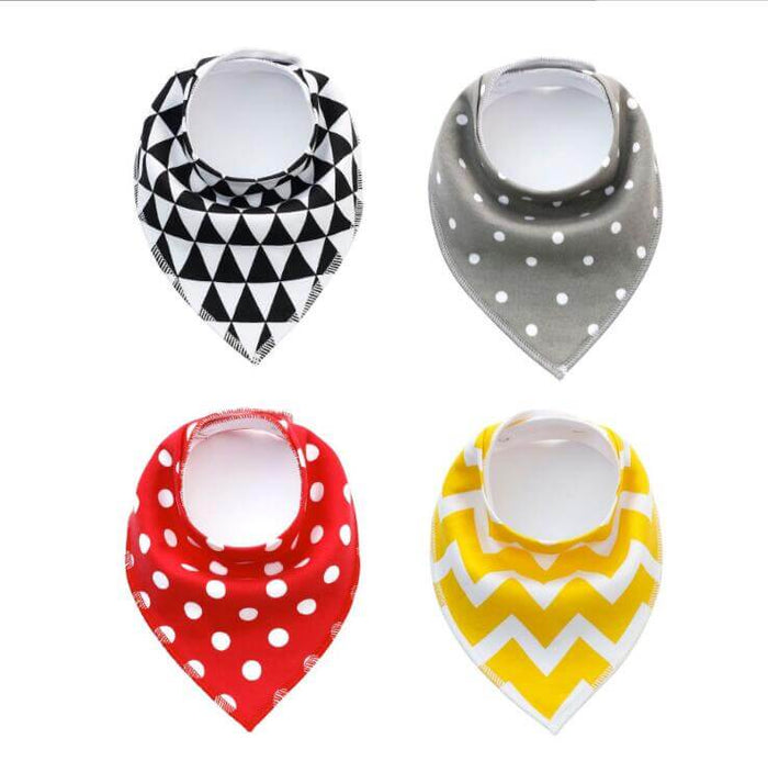 Cotton Bandana Bibs For Babies | 4Pcs Baby Bib Set