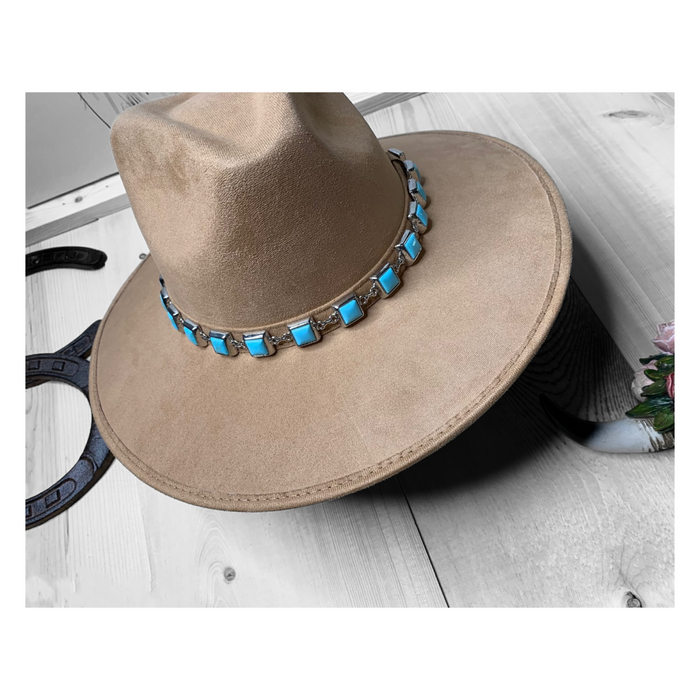 Cowgirl Hat With Sky Blue Stone Hat Band