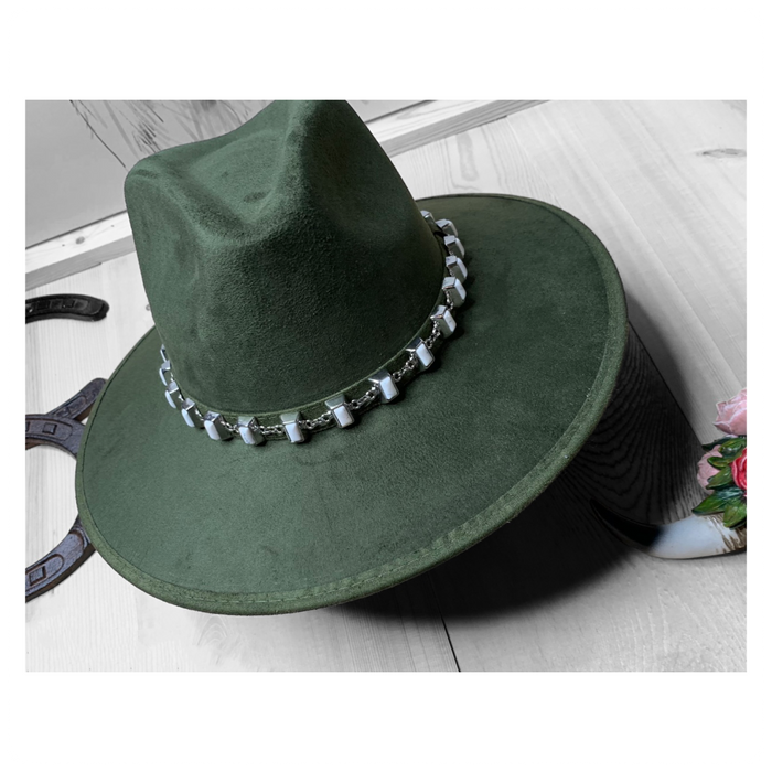 Cowgirl Hat With White Stone Hat Band