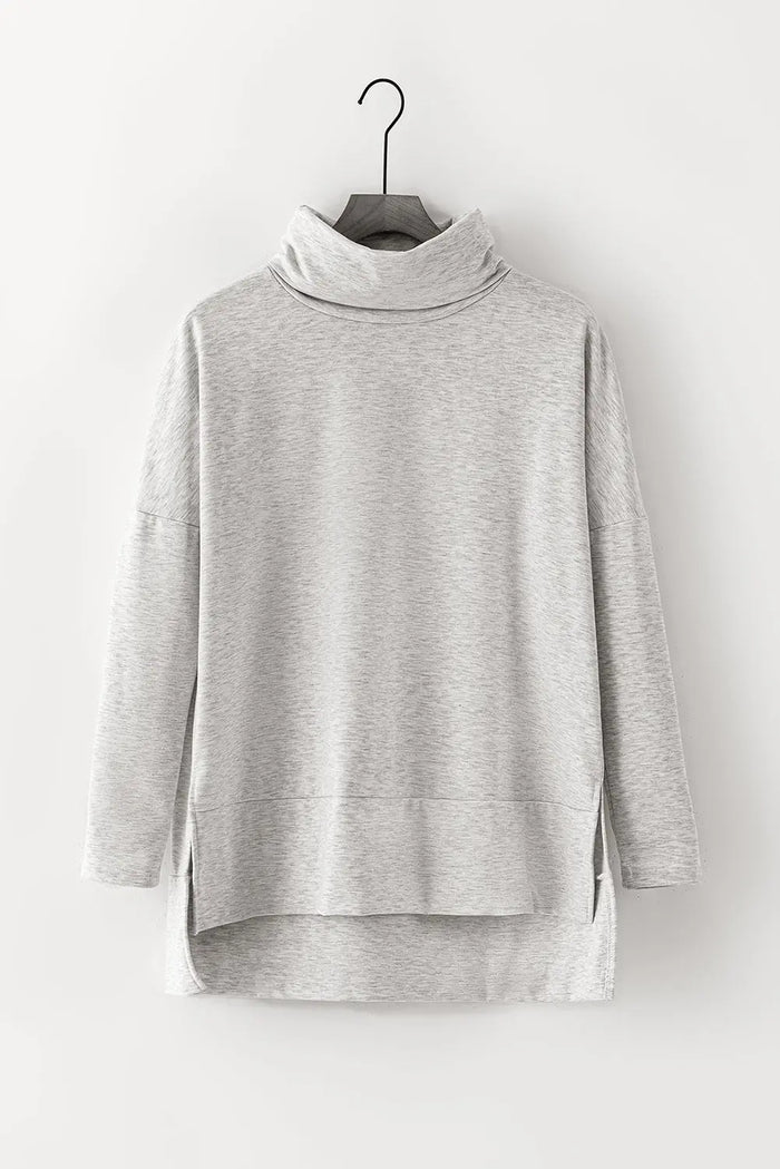 Cowl Neck Shift Tunic Top - Tops/Long Sleeve Tops