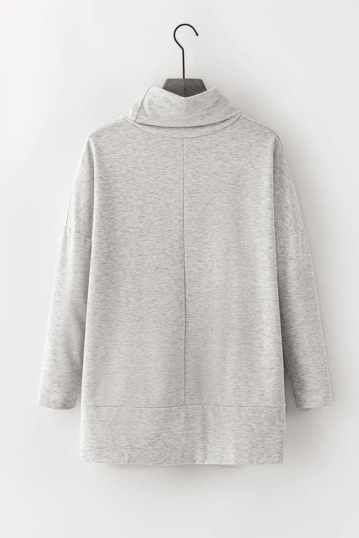 Cowl Neck Shift Tunic Top - Tops/Long Sleeve Tops