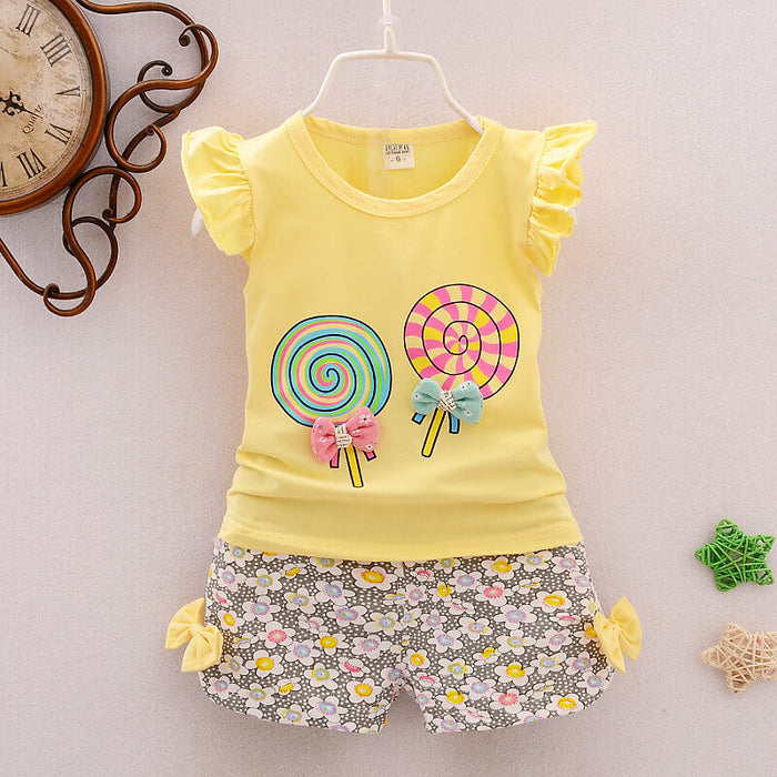 Cute Cartoon Cotton Girls 2 Piece Set | Korean Style Girls Outfit