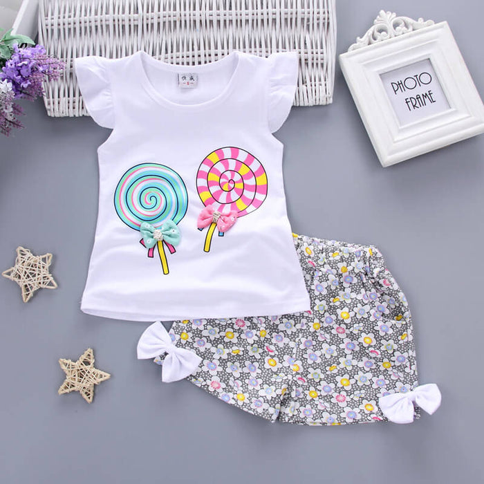 Cute Cartoon Cotton Girls 2 Piece Set | Korean Style Girls Outfit