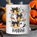 Cute Ghost Teacher Halloween Personalized Mug, Retro Boo Spooky School Gift with Custom Name Personalized Ceramic Mug OrnamentallyYou White - Black Customized