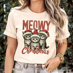 Cute Meowy Christmas T-Shirt, Baby Cat In Santa Hat Holiday Tee T-Shirts OrnamentallyYou