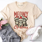 Cute Meowy Christmas T-Shirt, Baby Cat In Santa Hat Holiday Tee T-Shirts OrnamentallyYou Natural XS