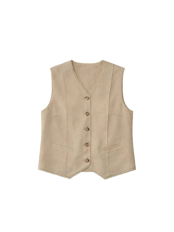 Dana V-Neck Linen Vest