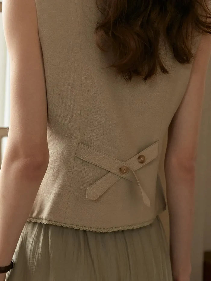 Dana V-Neck Linen Vest