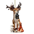 Deer with Lantern Glass Christmas Ornament, Woodland Animal Tree Decor Glass Ornament OrnamentallyYou