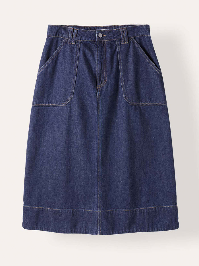 Denim A Line Midi Skirt