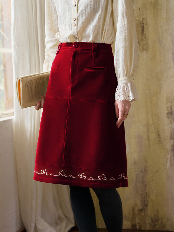 Denver Embroidery Midi Skirt