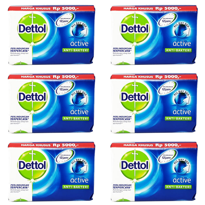 Dettol Anti-bacterial Bar Soap Active (6 Pack) Dettol