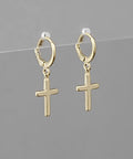 Divine Dangle Cross Huggie Hoop Earrings
