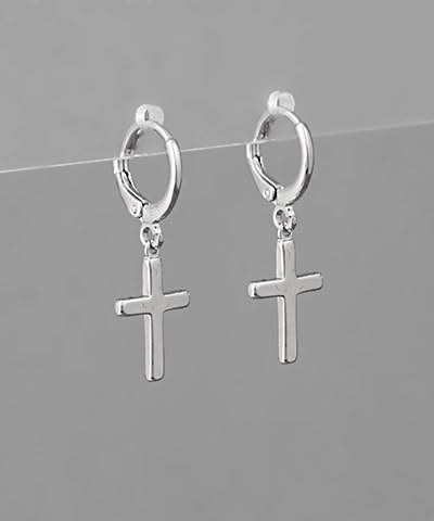 Divine Dangle Cross Huggie Hoop Earrings