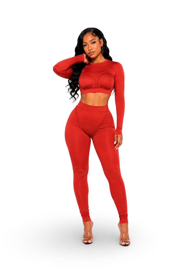 Don't Make A Scene - Long Sleeve Detailed Legging Set
