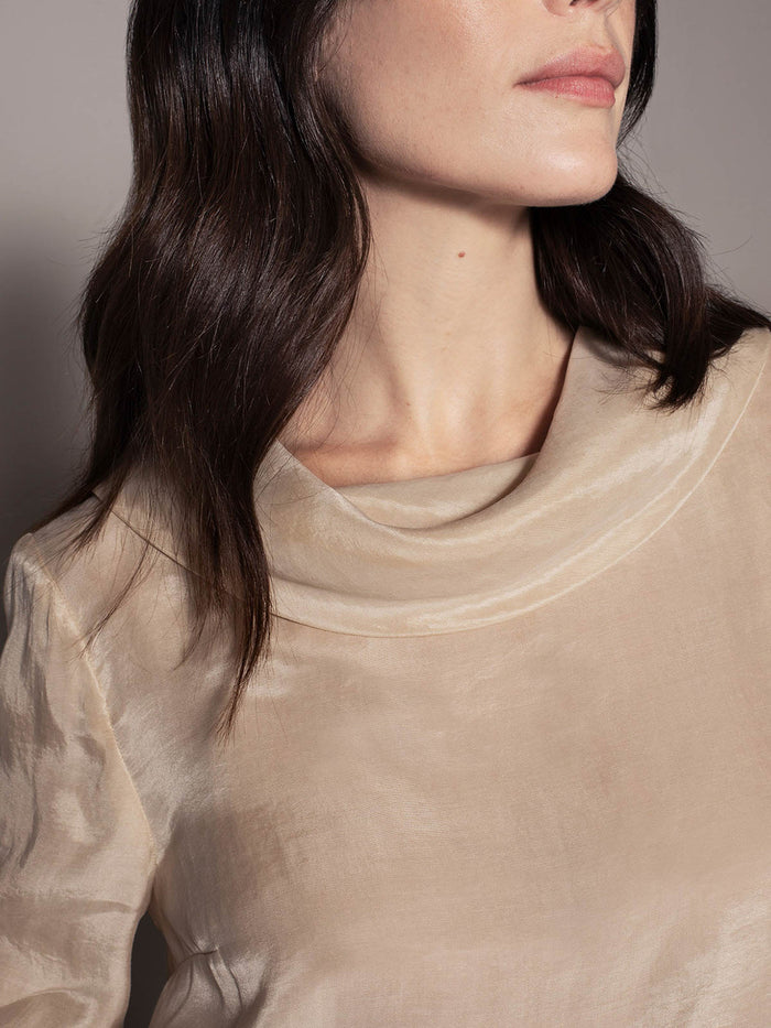 Drape Cowl Neck Satin Top