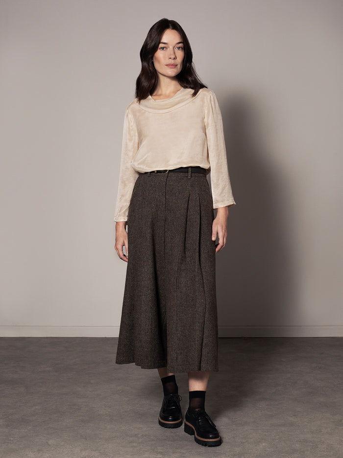 Drape Cowl Neck Satin Top
