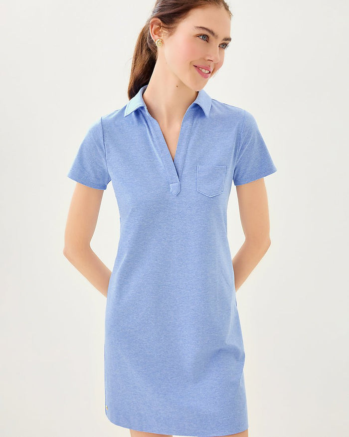 Dune Upf 50 Plus Short Sleeve Dress - Heathered Jacaranda Blue