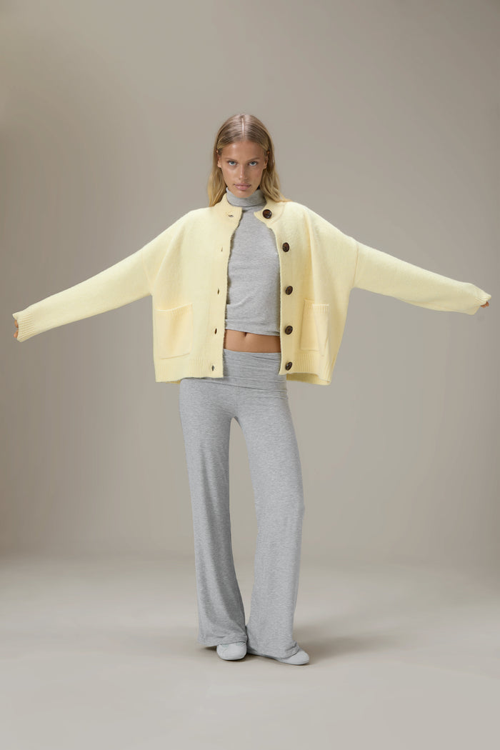 Eccles Button Cardigan in Butter Yellow
