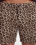 EDWARD LEOPARD BROWN MENS FLAT FRONT SHORT