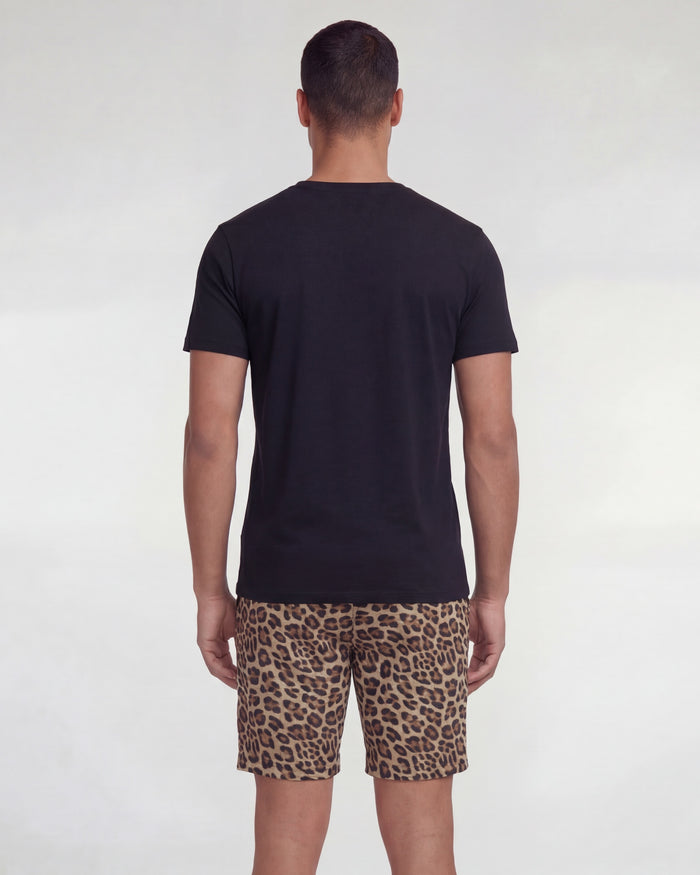 EDWARD LEOPARD BROWN MENS FLAT FRONT SHORT