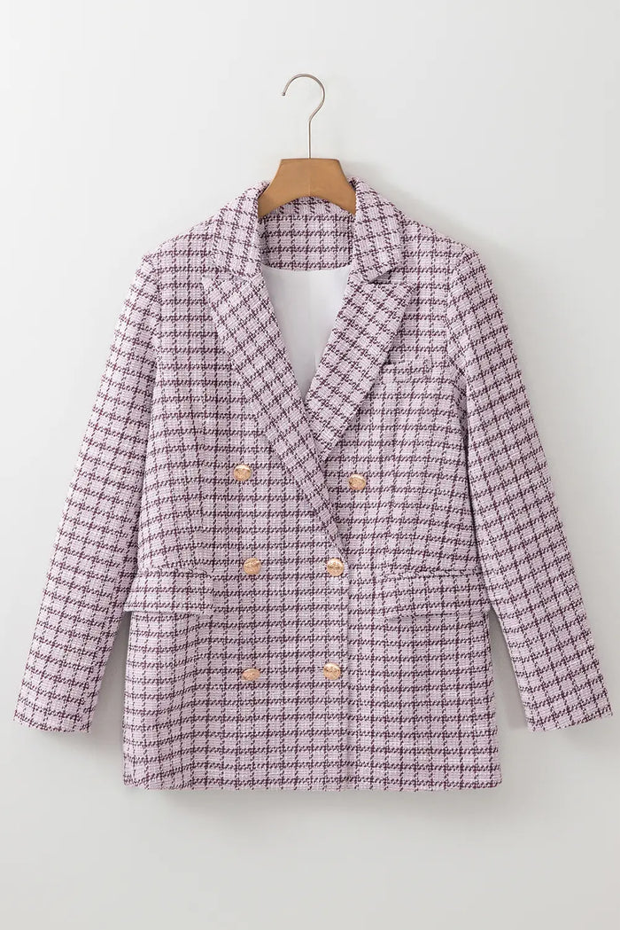 Elegant Tweed Plaid Blazer