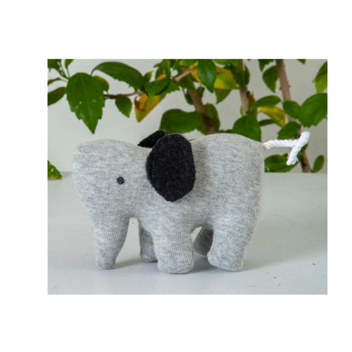 Elephant Machine Knitted Grey & Black Stuffed Baby/Plush/Soft Toy | 100% Premium Cotton