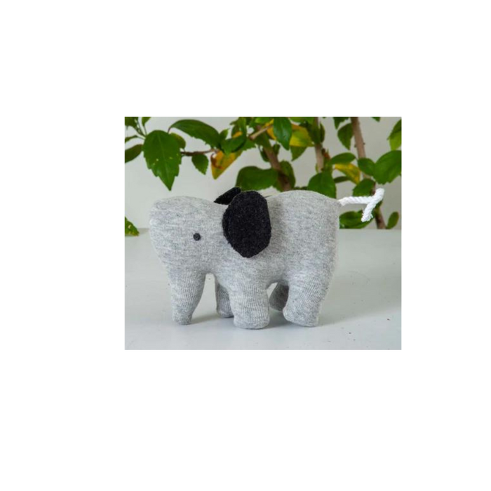 Elephant Machine Knitted Grey & Black Stuffed Baby/Plush/Soft Toy | 100% Premium Cotton