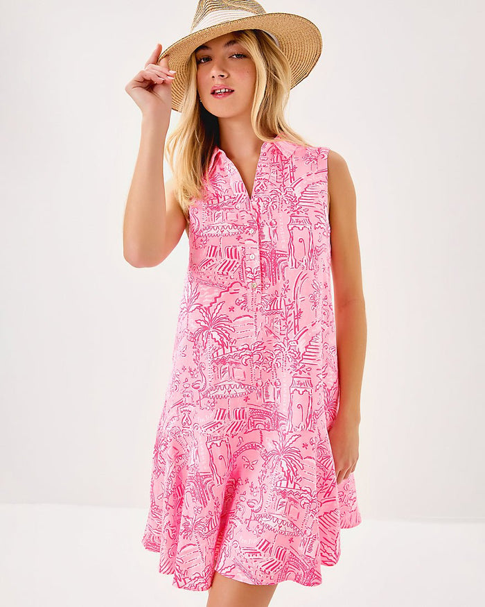 Ellowyn Linen Dress - Conch Shell Pink Pennys Playground