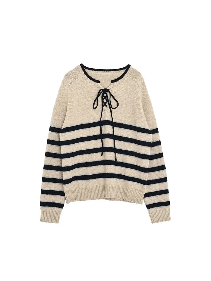Emberlynn Round Neck Stripe Sweater