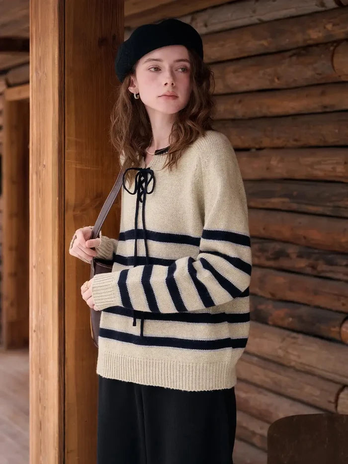 Emberlynn Round Neck Stripe Sweater
