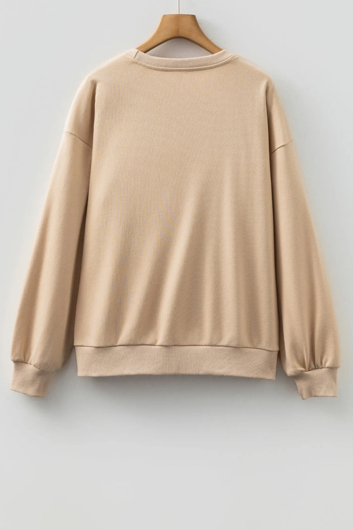Embroidered Flower Pattern Drop Shoulder Sweatshirt - Tops/Sweatshirts & Hoodies