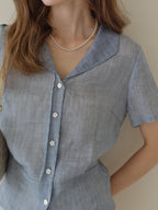 Emily V-Neck Ramie Blouse