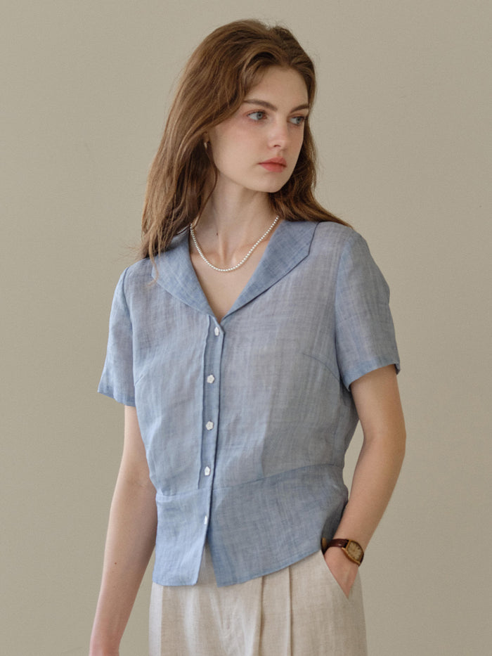 Emily V-Neck Ramie Blouse