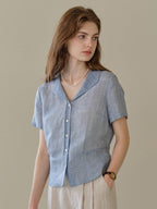 Emily V-Neck Ramie Blouse