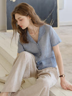 Emily V-Neck Ramie Blouse