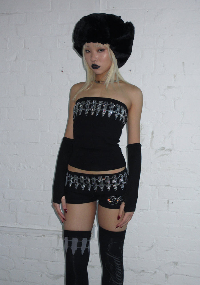 ENEMY RHINESTONE MICRO HOTPANT SHORTS BLACK